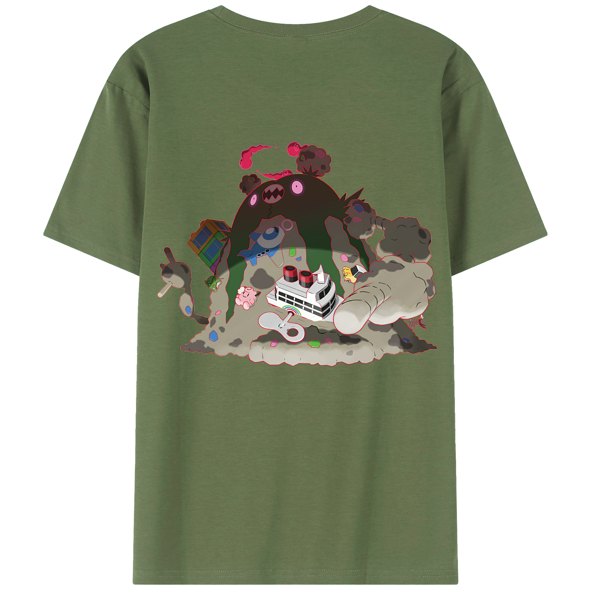 （画像用） ポケットモンスター Pokémon 綿100％ メンズ半袖Tシャツ（バックプリント） 通気性